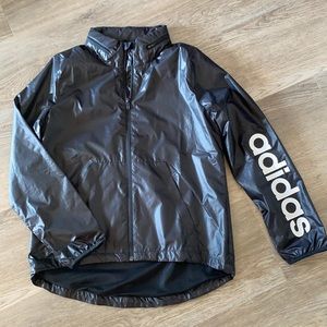 Adidas Windbreaker Logo  full zip jacket, black. Size M